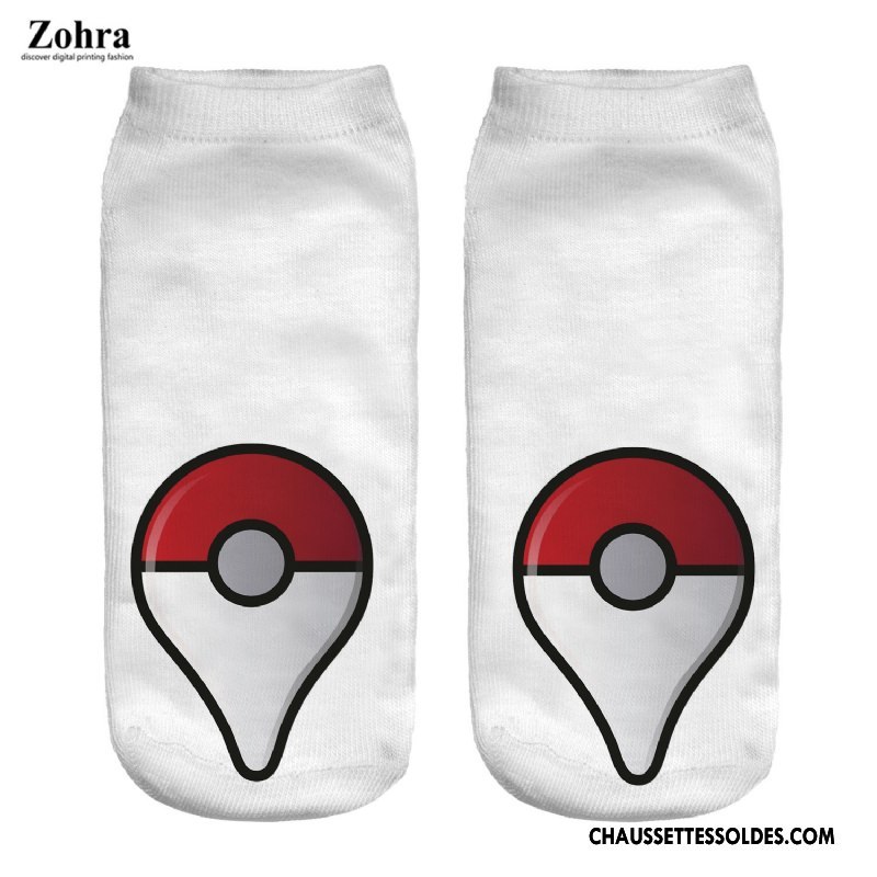 Chaussettes Courtes Femme Europe Cuir Chaussette Courte Dessin Animé Impression Blanc