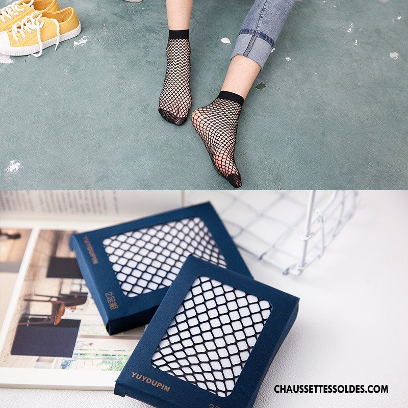 Chaussettes Courtes Femme Grille Chaussette De Noël Dame Réseau Noir