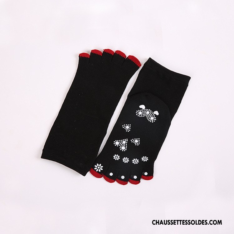 Chaussettes Courtes Femme Hiver Cinq Doigts Multifonctions Doigt De Pied Santé 100% Coton Noir