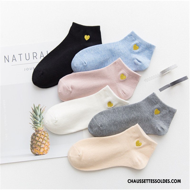 Chaussettes Courtes Femme Invisible Amour Dame Mode Nouvelles Arrivées Brodé Rose