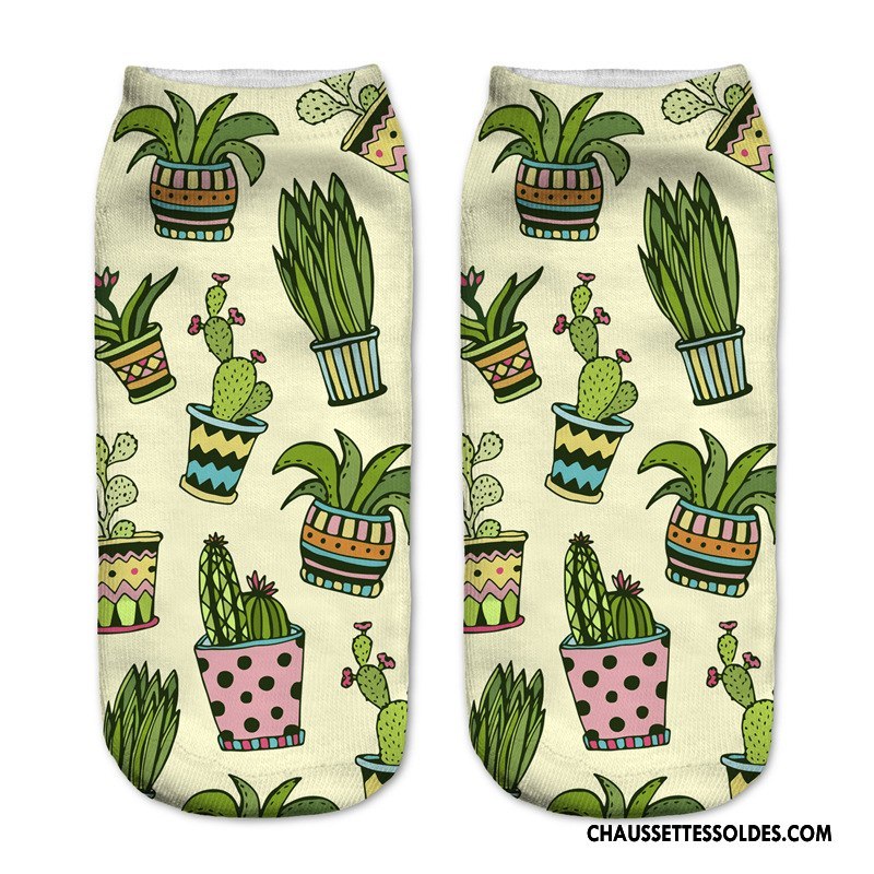 Chaussettes Courtes Femme Invisible Chaussette Courte Le Nouveau Chaussette Basse Coupée Adulte Modèles Féminins Impression Jaune Clair