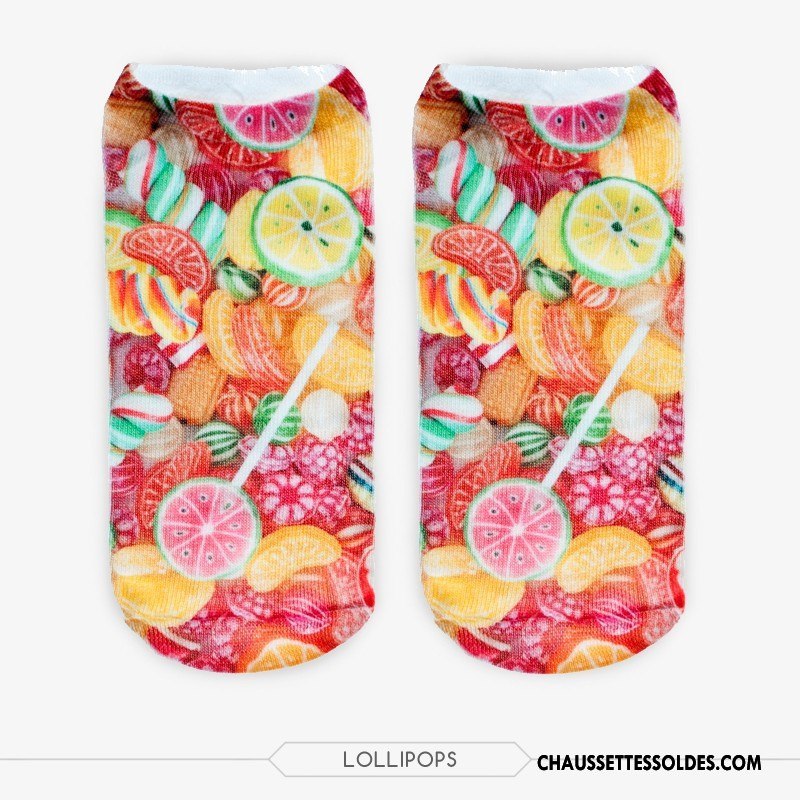 Chaussettes Courtes Femme Invisible Modèles Féminins Adulte Dessin Animé Chaussette Basse Coupée Charmant Impression Rouge Clair