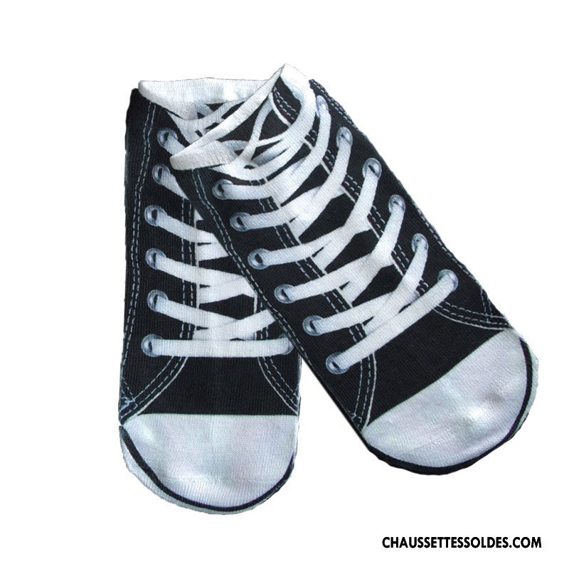 Chaussettes Courtes Femme Le Nouveau Adulte Chaussette Courte Personnalité Invisible Chaussette Basse Coupée Impression Noir Clair
