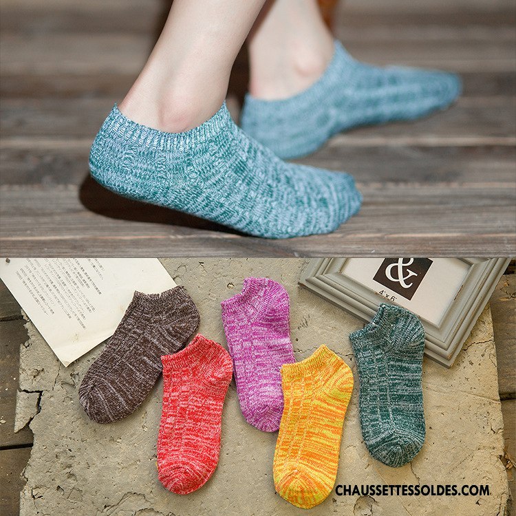 Chaussettes Courtes Femme Le Nouveau Chaussette Basse Coupée Invisible Dame Rétro Style National Bleu