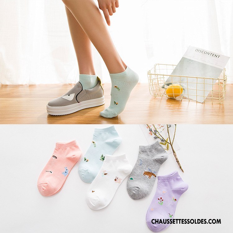 Chaussettes Courtes Femme Le Nouveau Plante Coton Style Chaud Frais Chaussette Basse Coupée Bleu Clair
