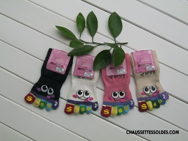 Chaussettes Courtes Femme Livraison Gratuite Matelassé Dessin Animé Dame Cinq Doigts Or