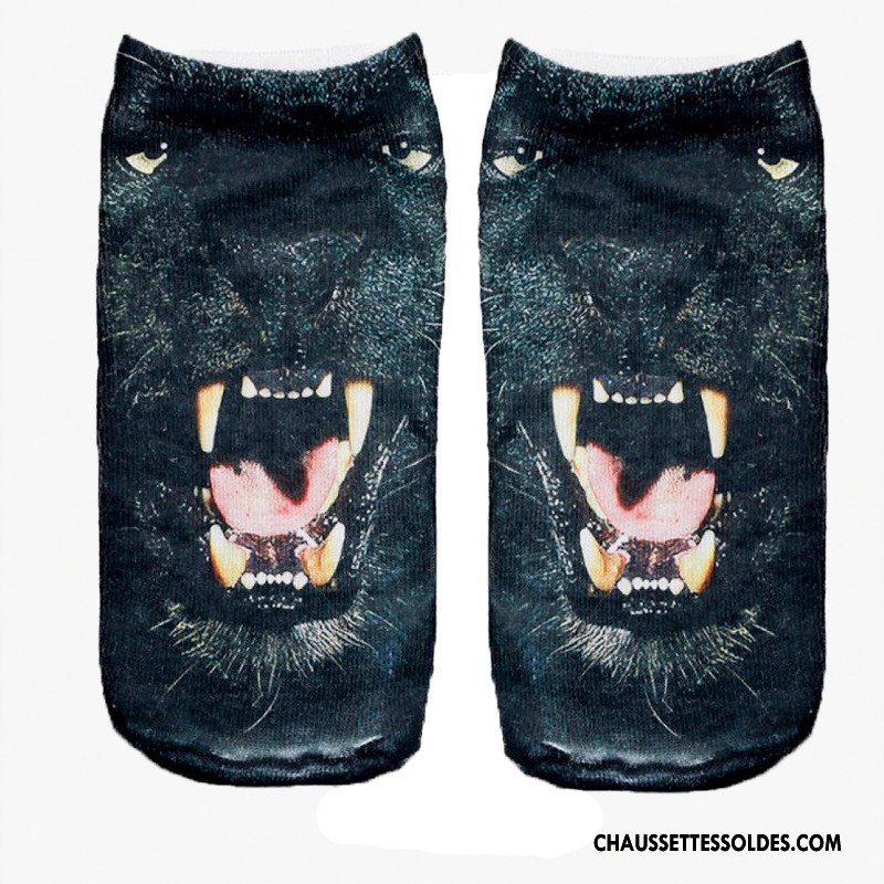 Chaussettes Courtes Femme Léopard Adulte Chaussette Courte Animal Le Nouveau Chaussette Basse Coupée Impression Noir