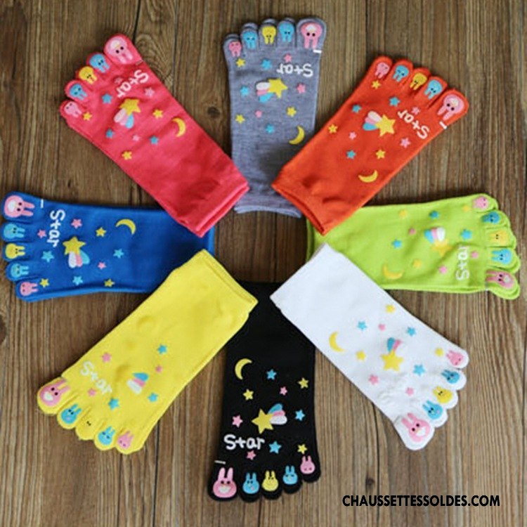 Chaussettes Courtes Femme Matelassé Le Nouveau Dessin Animé Cinq Doigts Lovers Confortable Vert
