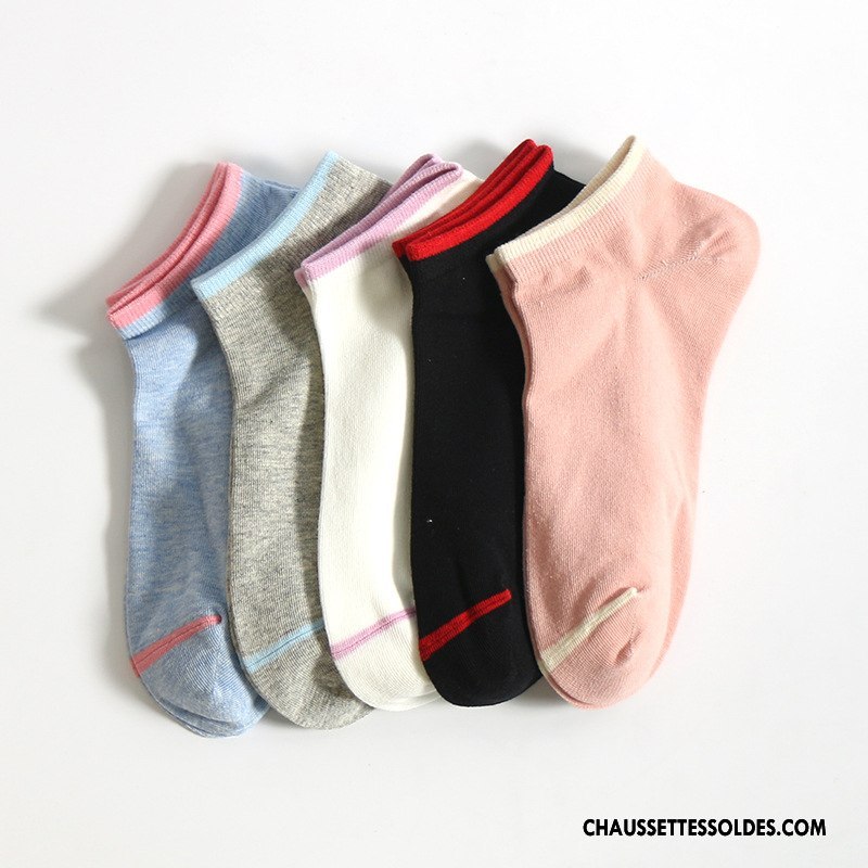 Chaussettes Courtes Femme Mode Simple Chaussette Courte Respirant Printemps Chaussette Basse Coupée Rose