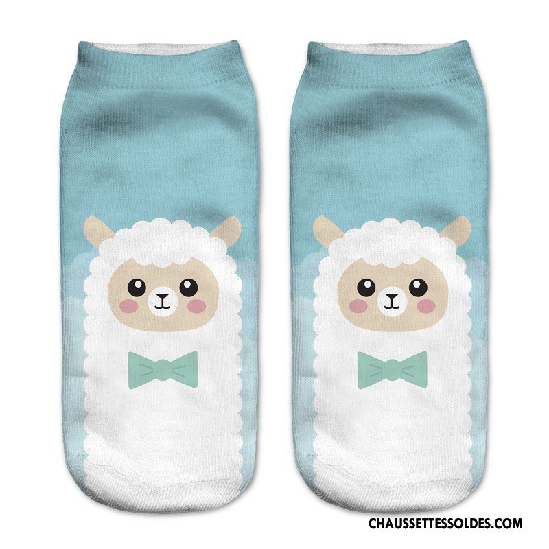 Chaussettes Courtes Femme Modèles Féminins Invisible Le Nouveau Chaussette Basse Coupée Chaussette Courte Adulte Impression Bleu Clair