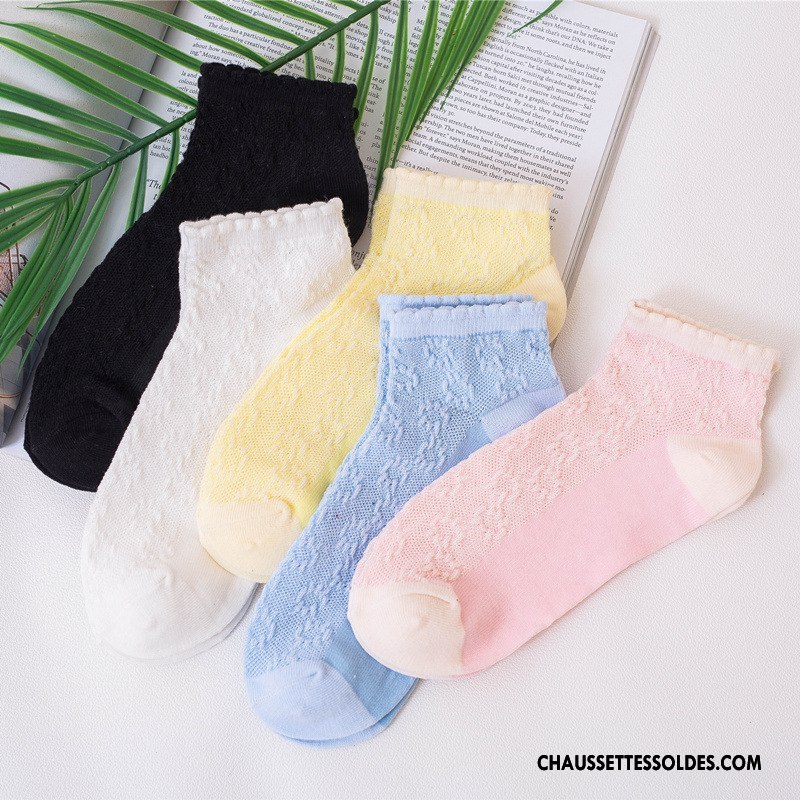 Chaussettes Courtes Femme Net Nouvelles Arrivées Été Frais 100% Coton Élève Bleu Clair Pure