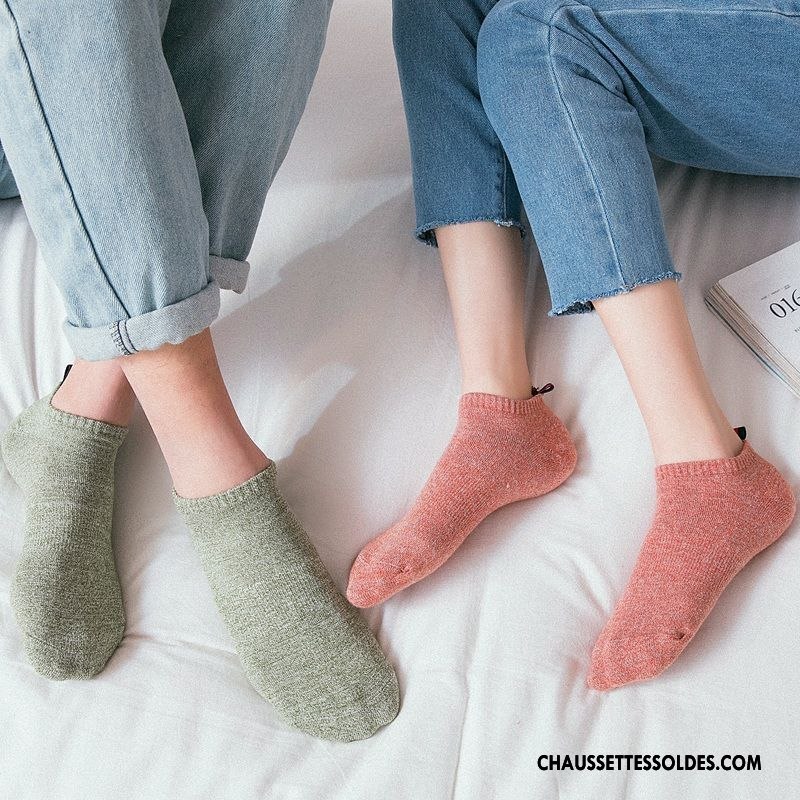 Chaussettes Courtes Femme Nouvelles Arrivées Coton Bio Mode Chaussette Basse Coupée Été Matelassé Rouge Clair