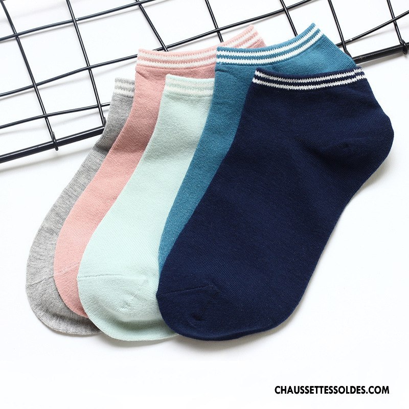 Chaussettes Courtes Femme Nouvelles Arrivées Matelassé Mouvement Printemps Été Dame Pure Bleu