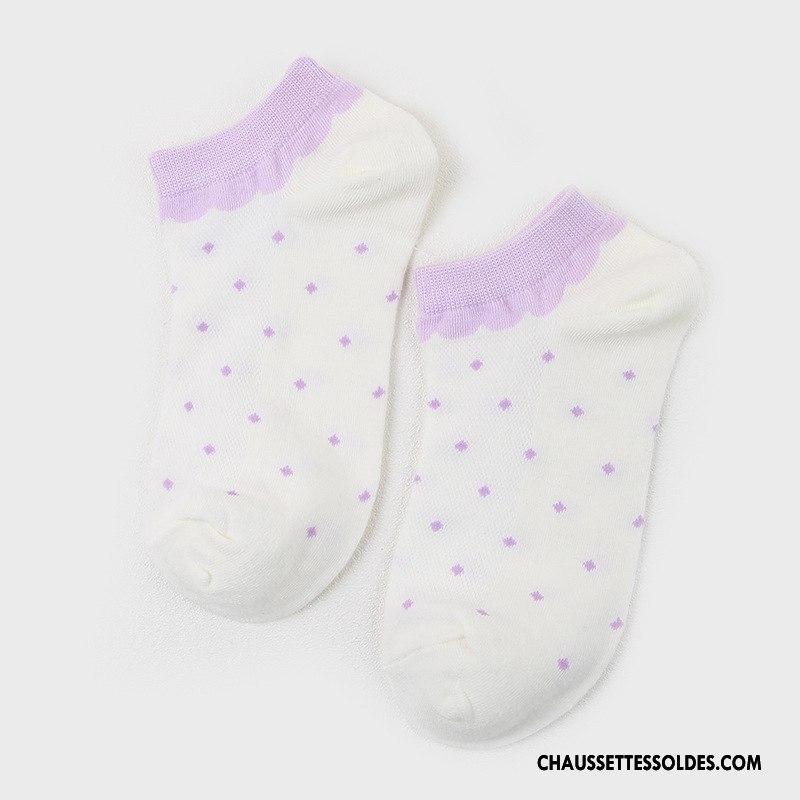 Chaussettes Courtes Femme Point D'onde Basse Matelassé 100% Coton Offre Spéciale Dame Violet Clair