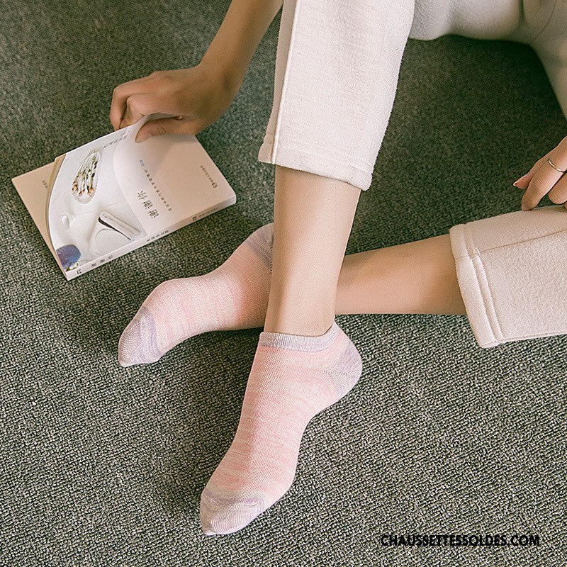 Chaussettes Courtes Femme Printemps Invisible Dame Matelassé Le Nouveau Doux Rose