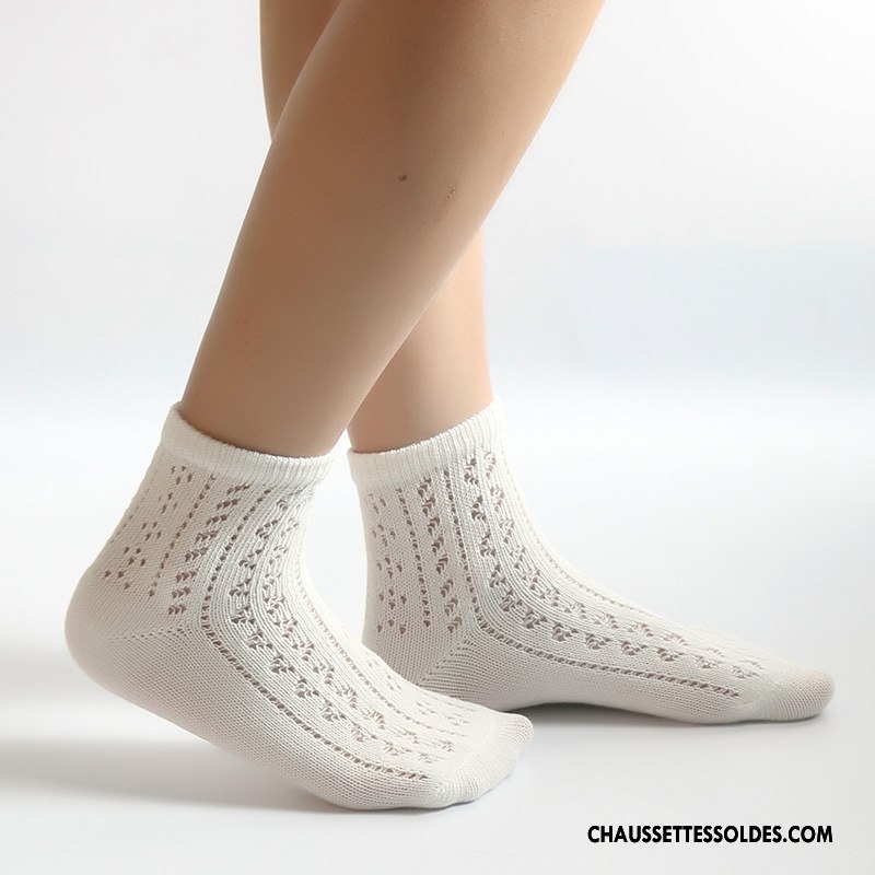 Chaussettes Courtes Femme Rayé 100% Coton Rétro Dame Hiver Le Nouveau Blanc