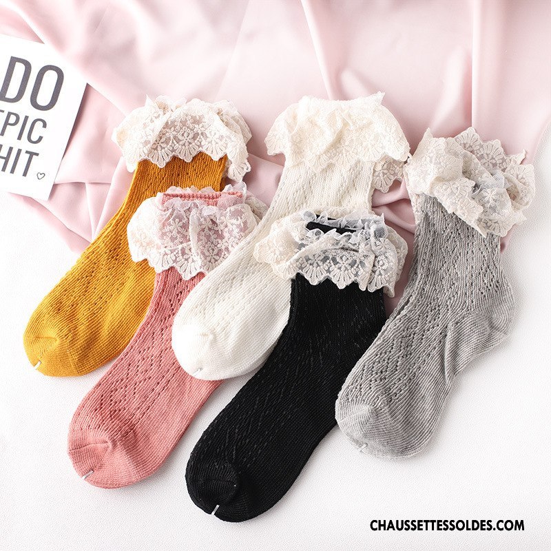 Chaussettes Courtes Femme Réseau Creux Guipure Dentelle L'automne Pure Gris