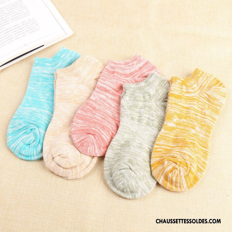 Chaussettes Courtes Femme Rétro Art Bambou Yarn Basse Chaussette Courte Pure Coloré Jaune Clair