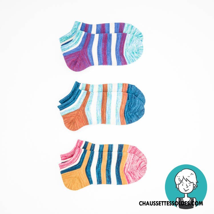 Chaussettes Courtes Femme Rétro Style National Chaussette Basse Coupée Dame Tendance Coton Bio Coloré