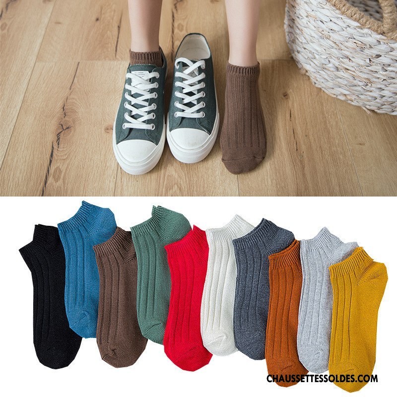 Chaussettes Courtes Femme Rétro Élève Dame Été Chaussette Basse Coupée Chaussette Courte Marron