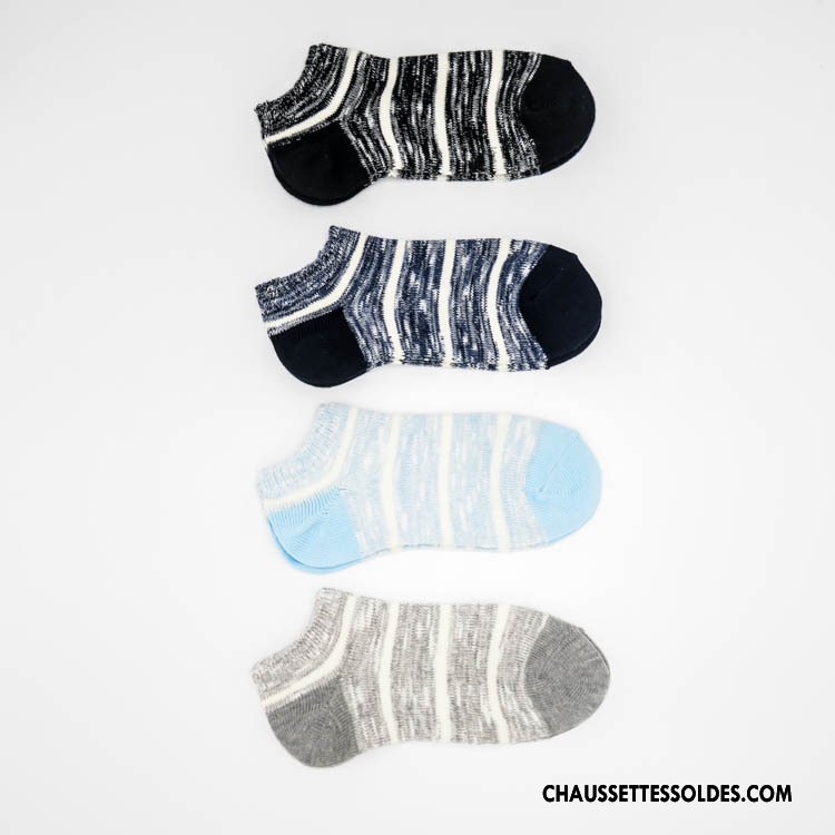 Chaussettes Courtes Femme Tendance 100% Coton Rétro Dame Chaussette Basse Coupée Style National Gris