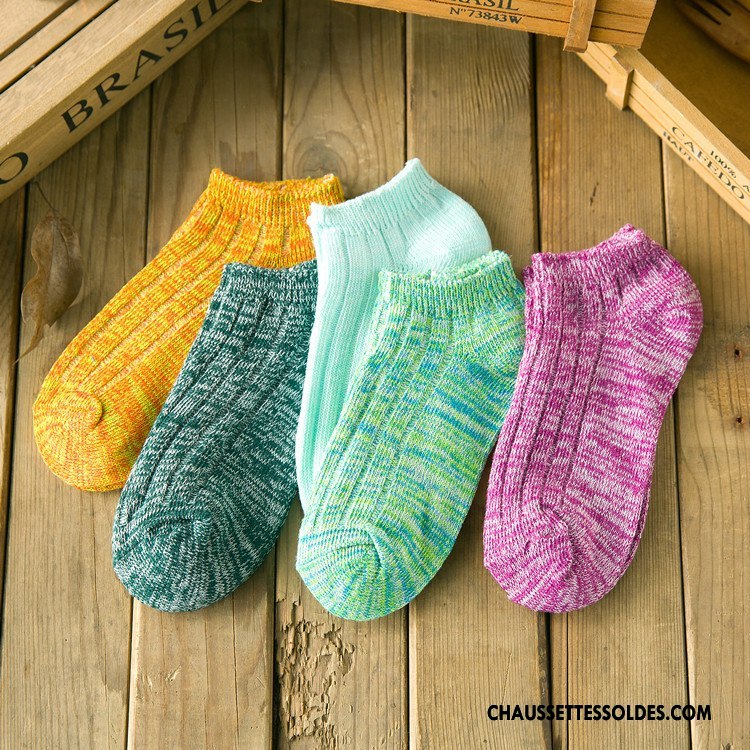 Chaussettes Courtes Femme Tendance Le Nouveau Chaussette Basse Coupée Chaussettes En Coton Style National Rouge Violet