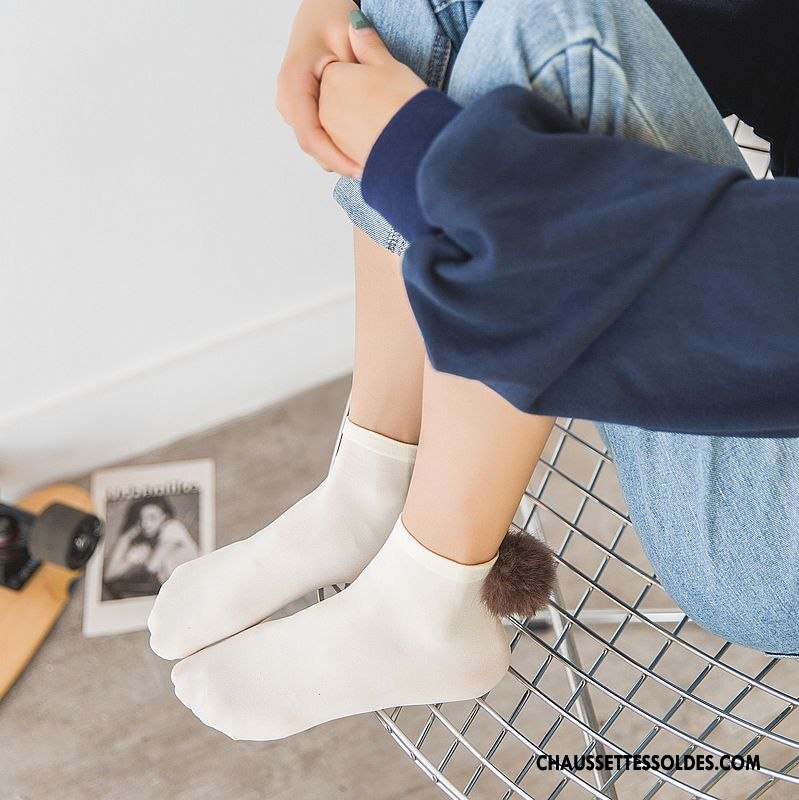 Chaussettes Courtes Femme Velours Chaussette De Noël Brodé L'automne Tous Les Assortis Blanc