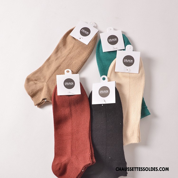 Chaussettes Courtes Femme Élastique Chaussette Basse Coupée Confortable Été Gros Dame Pure Marron / Brun