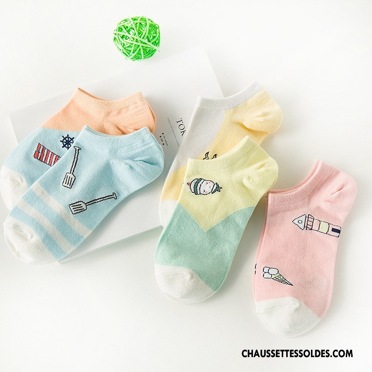 Chaussettes Courtes Femme Été Chaussette Basse Coupée 100% Coton Chaussette Courte Élève Couleurs De Bonbons Bleu Clair