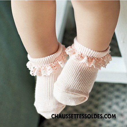 Chaussettes Courtes Fille Antidérapant Bébé Chaussette Courte Enfant Dentelle Pure Rose