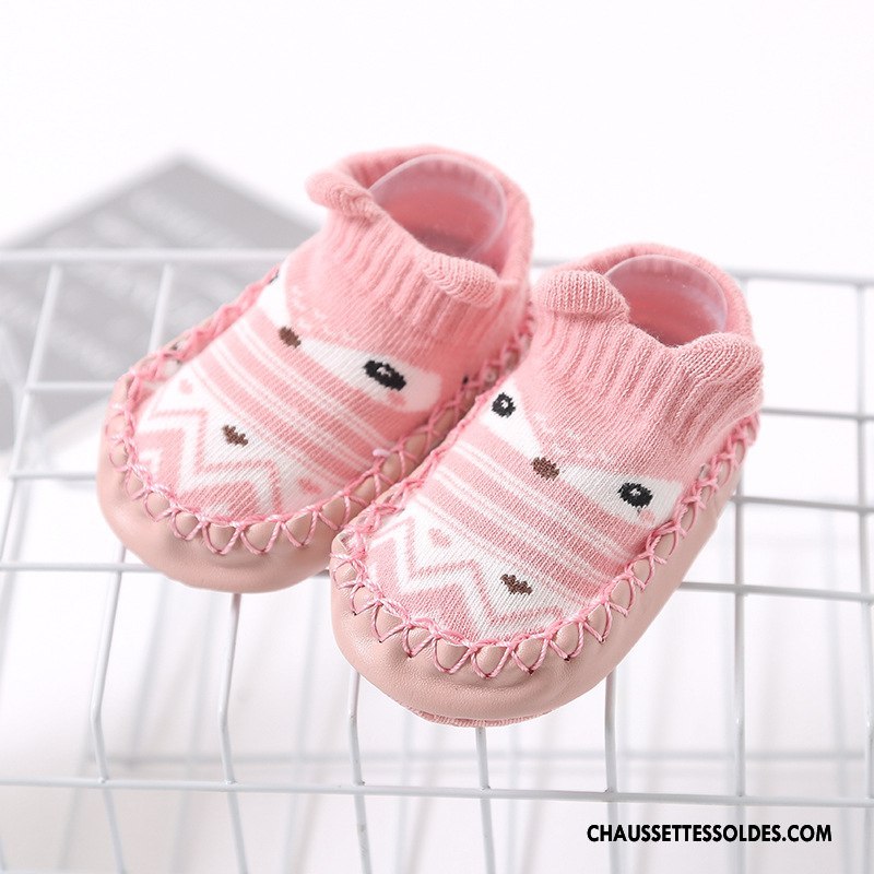 Chaussettes Courtes Fille Antidérapant Bébé Printemps Enfant Coton Bio Le Nouveau Rose