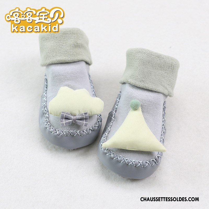 Chaussettes Courtes Fille Antidérapant Bébé Semelle Doux Homme Enfant Printemps Gris