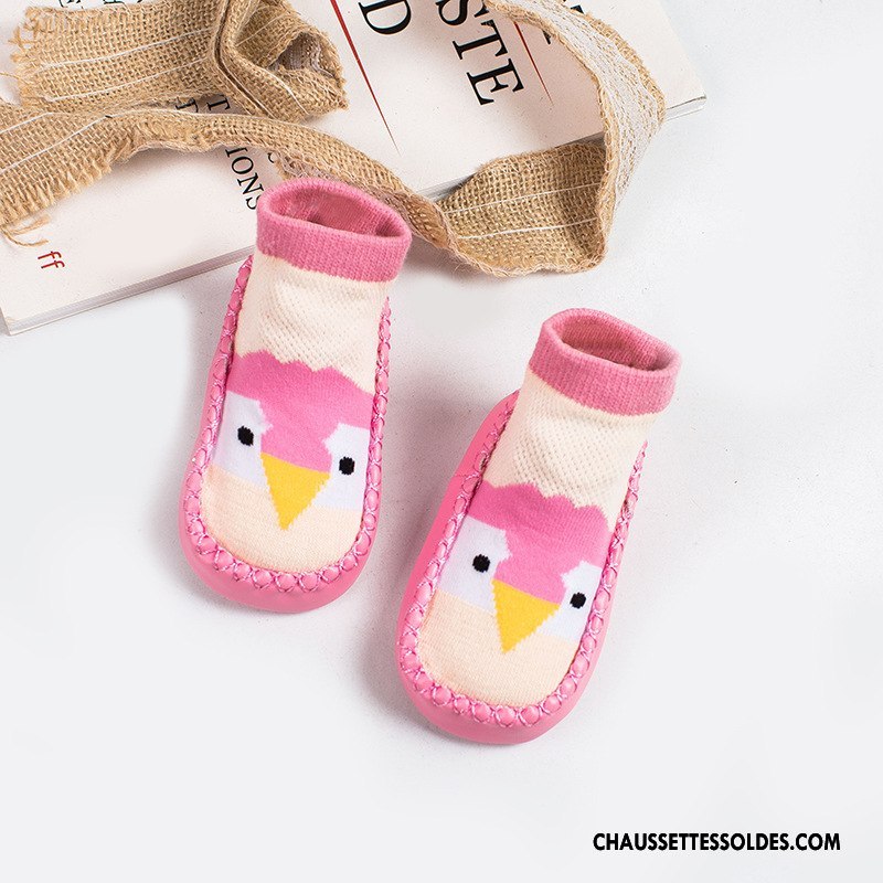 Chaussettes Courtes Fille Antidérapant Dessin Animé Printemps Bébé Animal Cuir Rose