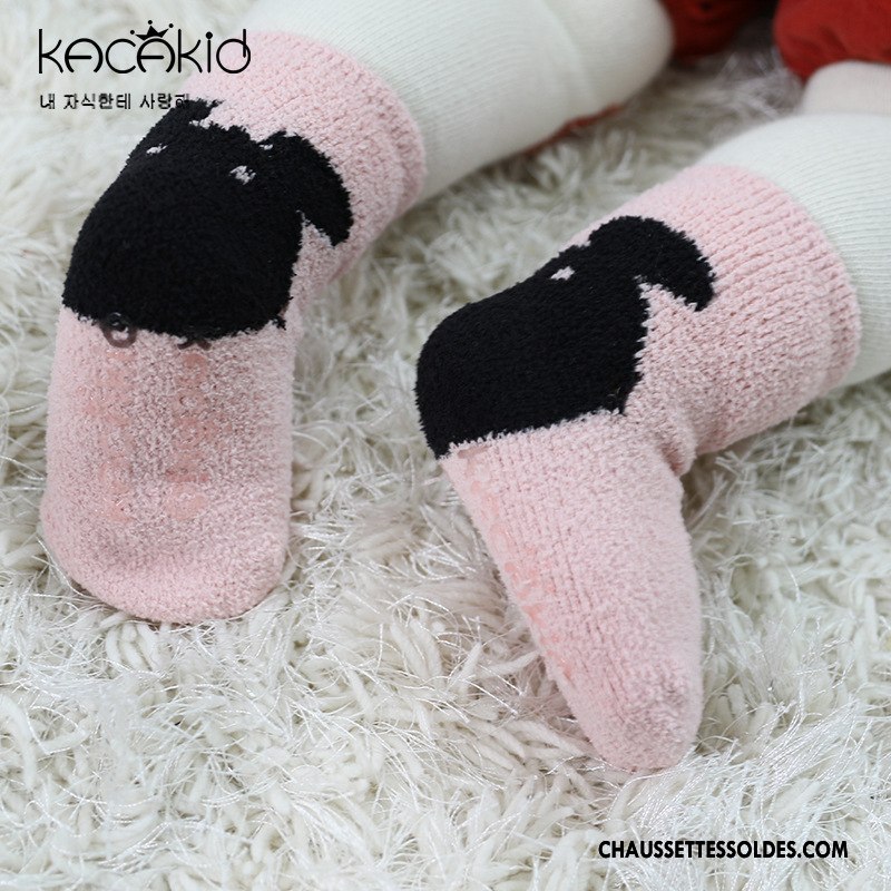 Chaussettes Courtes Fille Antidérapant Le Nouveau Bébé L'automne Chaussette Courte Dessin Animé Rose