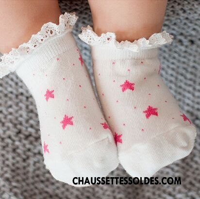Chaussettes Courtes Fille Beige Printemps Été Coton Bio Homme Enfant Blanc