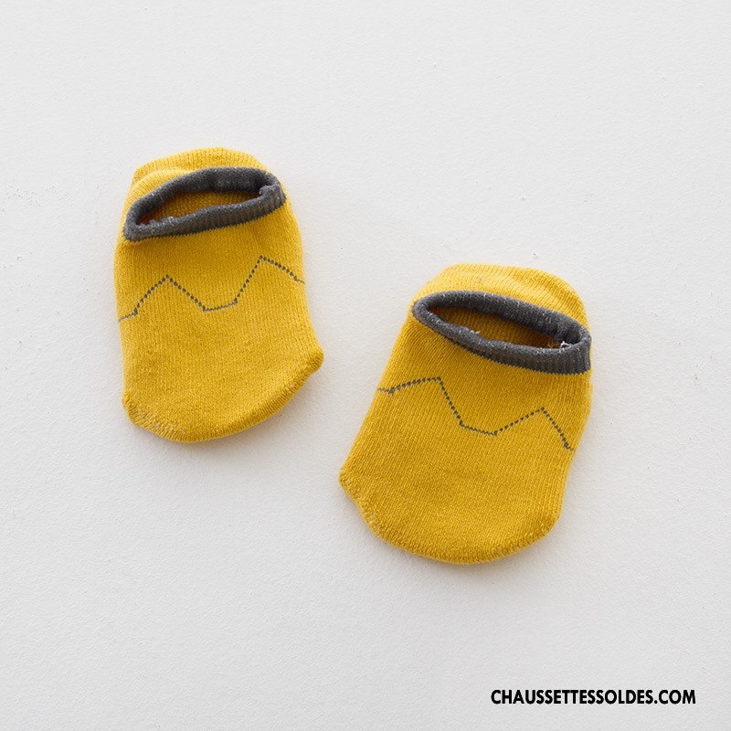 Chaussettes Courtes Fille Bébé 100% Coton Chaussette Basse Coupée Terry L'automne Dessin Animé Jaune