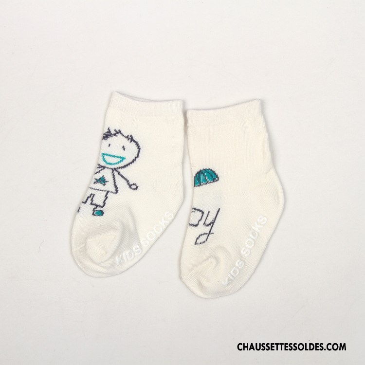 Chaussettes Courtes Fille Bébé Antidérapant Le Nouveau Asymétrie Dessin Animé Homme Blanc