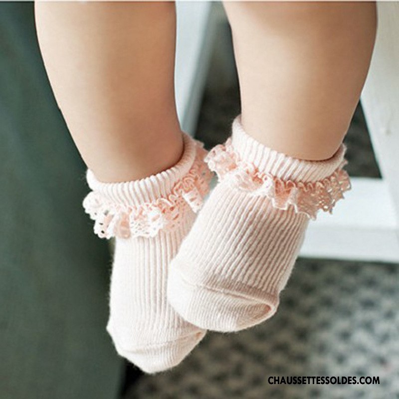 Chaussettes Courtes Fille Bébé Bouche Libre Printemps Antidérapant Coton Bio 100% Coton Rose