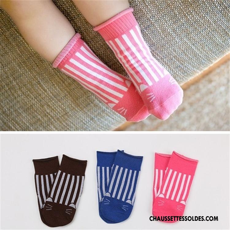 Chaussettes Courtes Fille Bébé Chaussette Courte L'automne Enfant Antidérapant Chat Rose