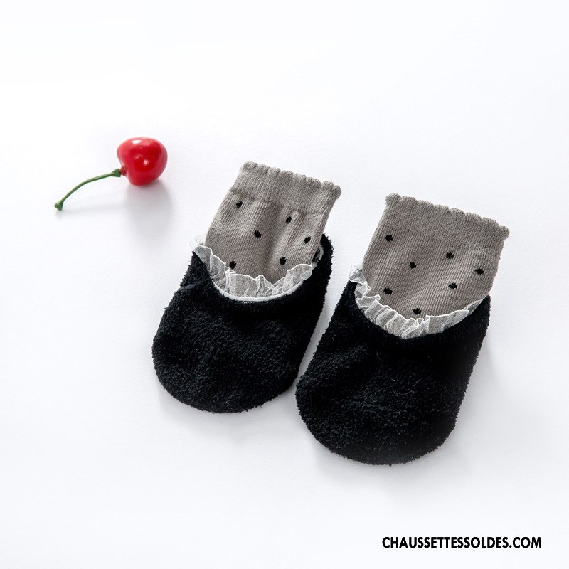 Chaussettes Courtes Fille Bébé Coton Bio Enfant Renforcé Chaussette Basse Coupée Antidérapant Noir