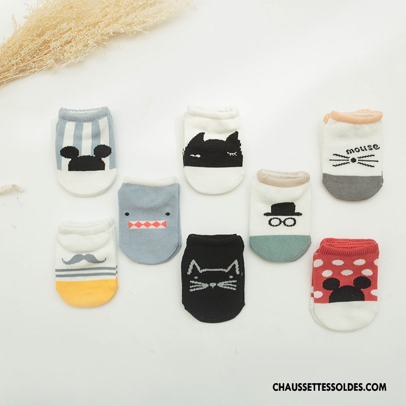 Chaussettes Courtes Fille Bébé Enfant Été Antidérapant Matelassé Homme Blanc