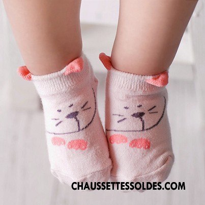 Chaussettes Courtes Fille Chat Bébé Coton Bio Enfant 100% Coton Dimensionnel Rose