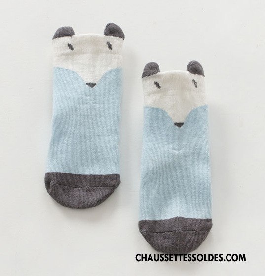 Chaussettes Courtes Fille Chat Enfant Homme Femme Le Nouveau Antidérapant Bleu
