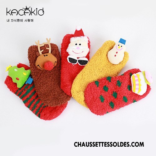 Chaussettes Courtes Fille Chaussette Courte Antidérapant Bébé Enfant Homme Hiver Rouge