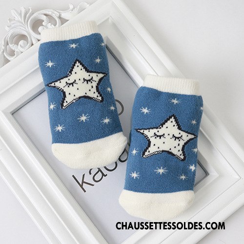 Chaussettes Courtes Fille Chaussette Courte Charmant Terry Étoile L'automne Dessin Animé Bleu