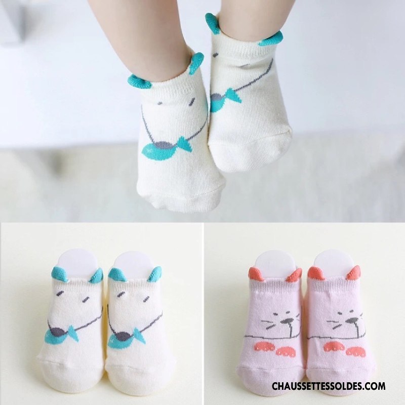 Chaussettes Courtes Fille Chaussette Courte Dimensionnel Antidérapant Large Bouche Bébé Coton Bio Blanc
