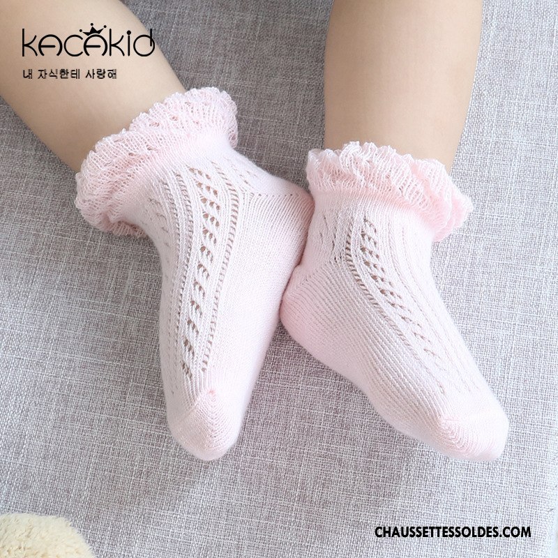 Chaussettes Courtes Fille Chaussette Courte Enfant 100% Coton Bois Creux Guipure Femme Rose