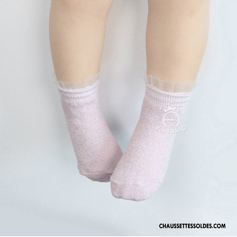Chaussettes Courtes Fille Chaussette Courte Enfant Nouveau Bébé Tendance Été Rose Argent