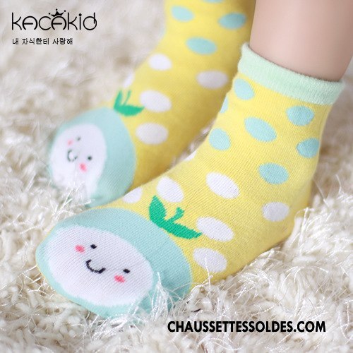 Chaussettes Courtes Fille Chaussette Courte Femme Printemps Enfant Bébé 100% Coton Jaune