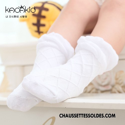 Chaussettes Courtes Fille Chaussette Courte Grille Été Mince Printemps Enfant Blanc